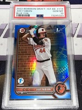 2022 Bowman Draft 1st Edition #114 JUD FABIAN RC BLUE FOIL #d 47/150 PSA 10 GEM