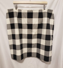 TALBOTS Pencil Skirt Sz 22WP Black White Check Zip Up Back Slit NO POCKETS