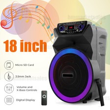 4500W Portable Bluetooth Speaker Rechargeable 18"W/Deep Bass Wireless Mic FM AUX