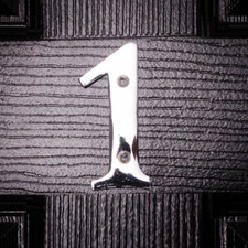 Chunk Chrome Door/House Numbers (0,1,2,3,4,5,6,7,8,9), Screw Fix, 4" (10cm)