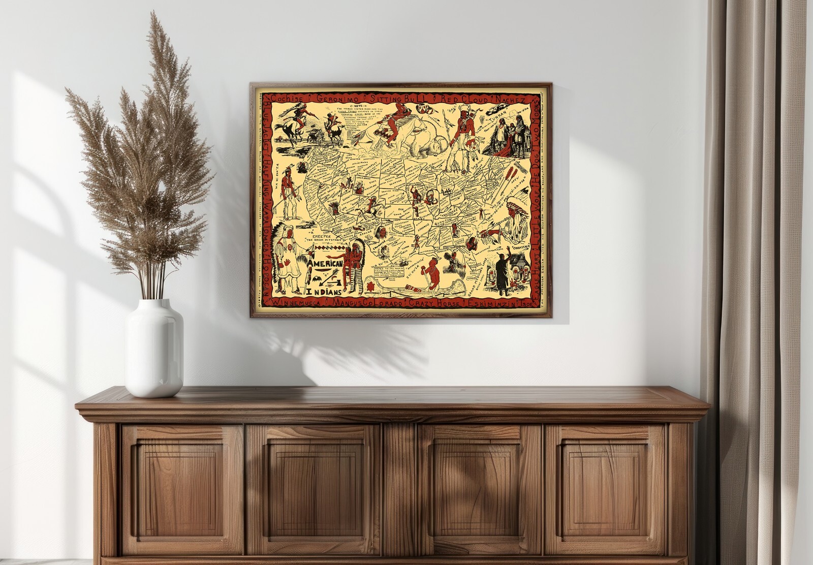 Pictorial Map of Native American Indian Tribes Wall Art Poster Print ...