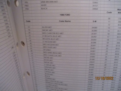 PAINT COLOR REFERENCE 1980 TO 1989 PAINT CODES GENERAL MOTORS FORD CHRYSLER AMC - Picture 3 of 4
