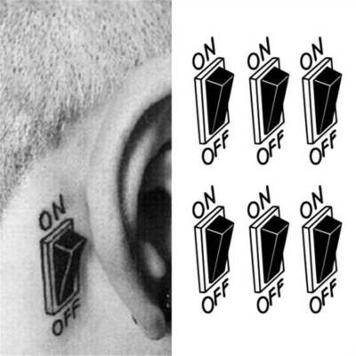 Flash Einmal Temporary Klebe Tattoo 3D On Off Schalter Körper Party Geschenk WOW