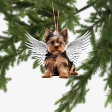 Yorkshire Terrier dog with Angel Wings Christmas,love dog car Ornament Gift