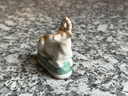 RARA VECCHIA STATUETTA VINTAGE STAFFORDSHIRE DECORATIVA PORCELLANA CERAMICA STATUA CERVO - Foto 12 di 12