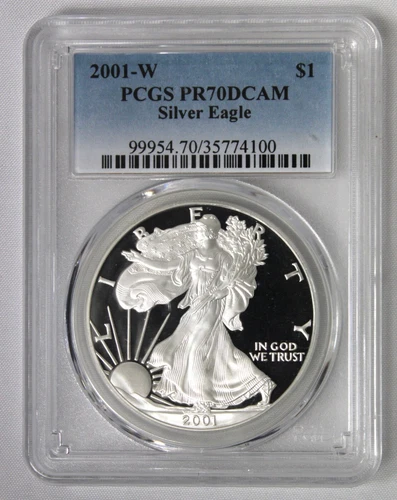 2001-W PR70 DCAM American Silver Eagle PCGS Blue Label !!