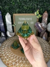 Orgone Pyramids | Peridot, Malachite, Resin, Energy Protection