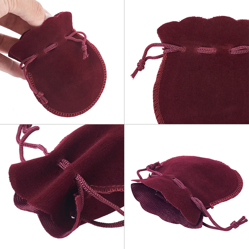 200 Soft Drawstring Velvet Bags Jewelry Packing Gift Pouches Dark Red 3.5"x2.7"