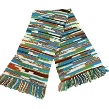 Vtg Long Crochet Retro Long afghan Shaw Scarf Throw  Blanket  Hippie Boho  90X20