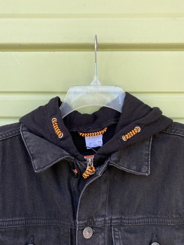NEW ZARA Kids LINED DENIM JACKET HOOD Neon Pockets Size 13-14 Y B1307 - Picture 4 of 11
