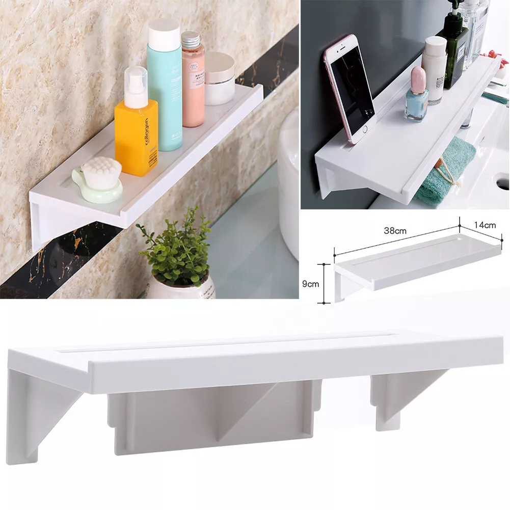 Bathroom Self Adhesive Wall Shelf Caddy Rack Organizer Kitchen Storage Holder