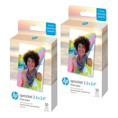 HP Sprocket 2.3x3.4 Zink Sticky Back Photo Paper 100 Sheets Printer Pack
