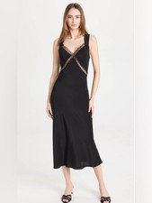 NEW Reformation Provence Silk Lace Midi Black Dress | US S