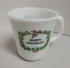 Vintage RARE HTF 70s 80s Pyrex Corning Happy Holidays Christmas Santa Bells Mug