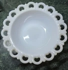Vintage Anchor Hocking Milk Glass Open Lace Serving Bowl 9.5" - Old Colony