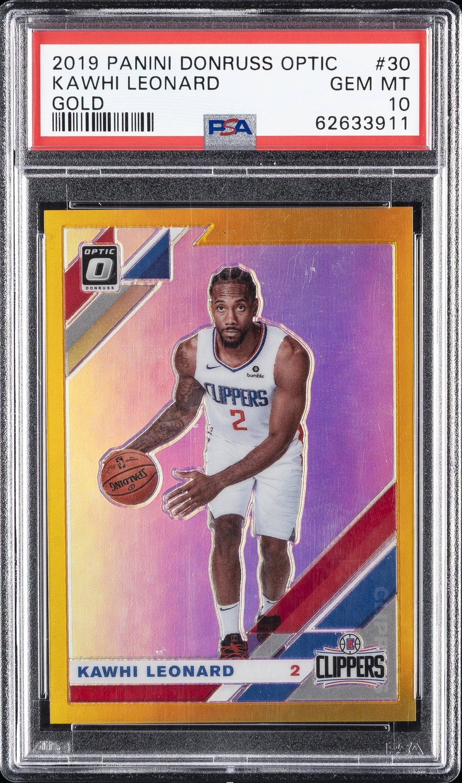 2019 PANINI DONRUSS OPTIC GOLD #30 KAWHI LEONARD 4/10 PSA 10