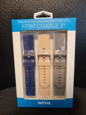 WithIt Silicone Bands for Fitbit Charge 3 - Pack of 3 New in Box