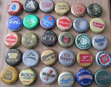 30 DIF MIXED  WORLDWIDE   OLD SCHOOL OBSOLETE RETIRED BEER BOTTLE CAP LOT B-417