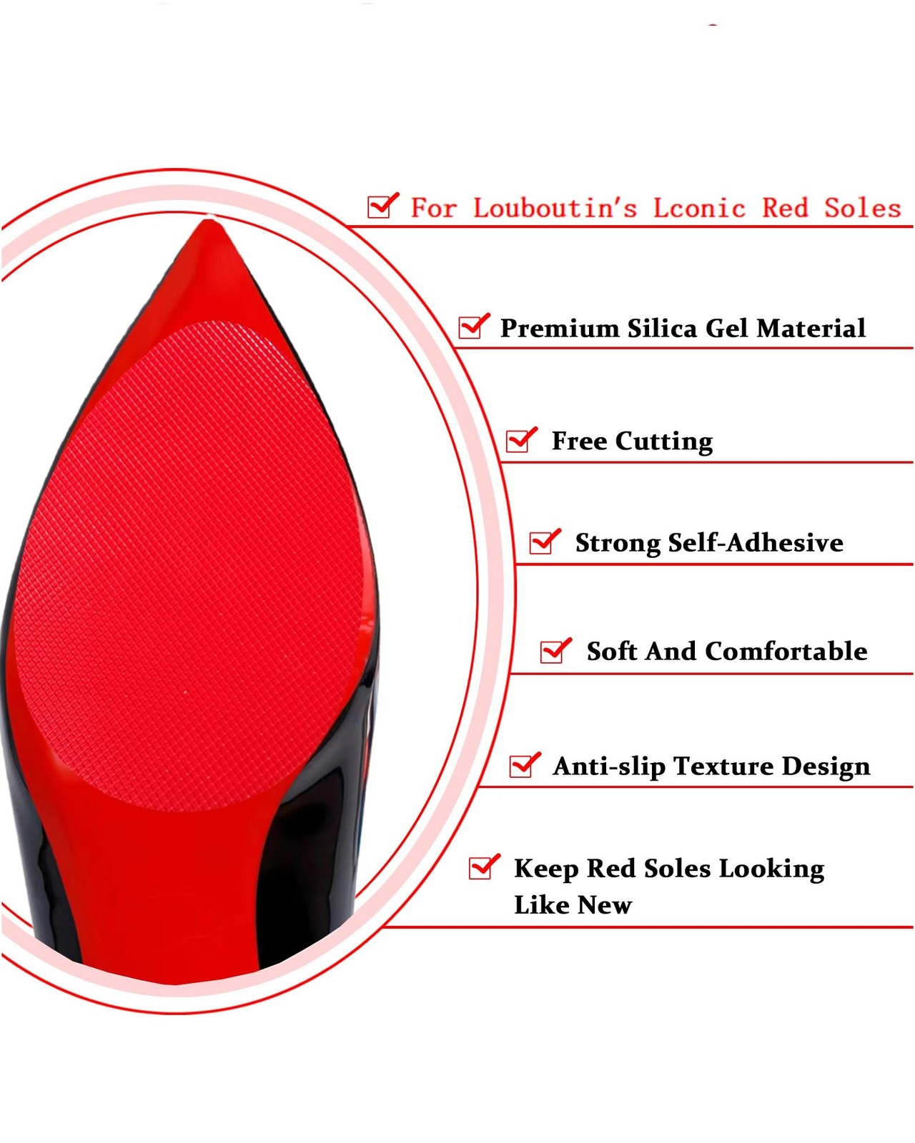 Red Sole Guards, Oval Shoe Bottom Protectors, Replacement for Christian Loubo... image 4
