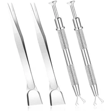 Aluminum Alloy Pearl Grabber with 4 Claws and Stainless Steel Cake Tweezers, Sho