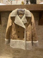 Mother Denim Tan Faux Shearling Sherpa Jacket Coat Sz Small