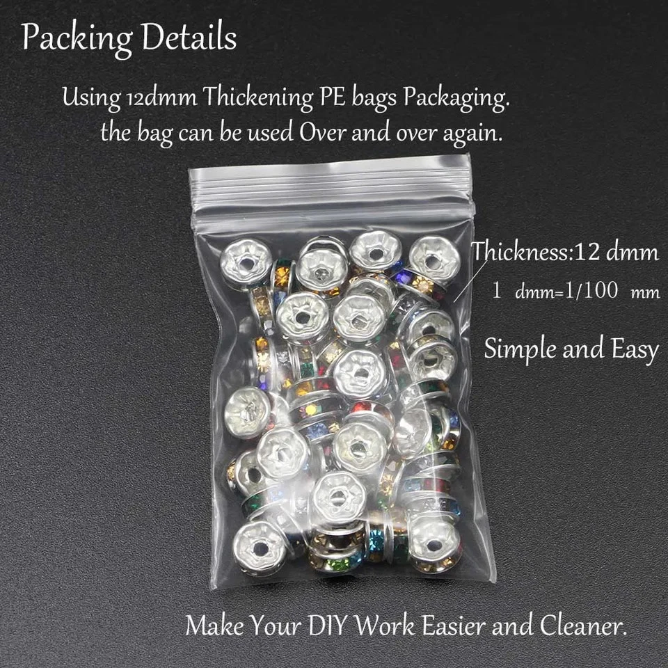 Cuentas espaciadoras de diamantes de imitación para hacer brazaletes de joyería hágalo usted mismo rondelle de metal 10 mm 50 piezas Foto 3 de 4
