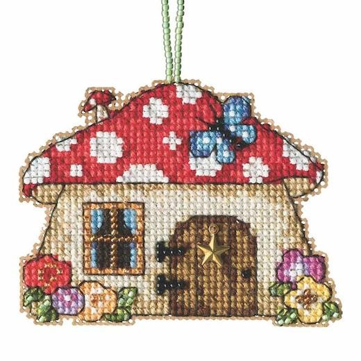 Mill Hill 14ct Cross Stitch Ornament Kit 2.5""x3.5"" - Mushroom House