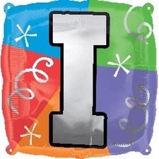 Designer Square Letter Balloon "I" Square Shape 18" Foil Balloon Packaged 