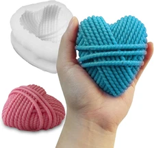 Valentine'S Day Silicone Candle Soap Mold, 3D Knitting Heart Shape Fondant Choco