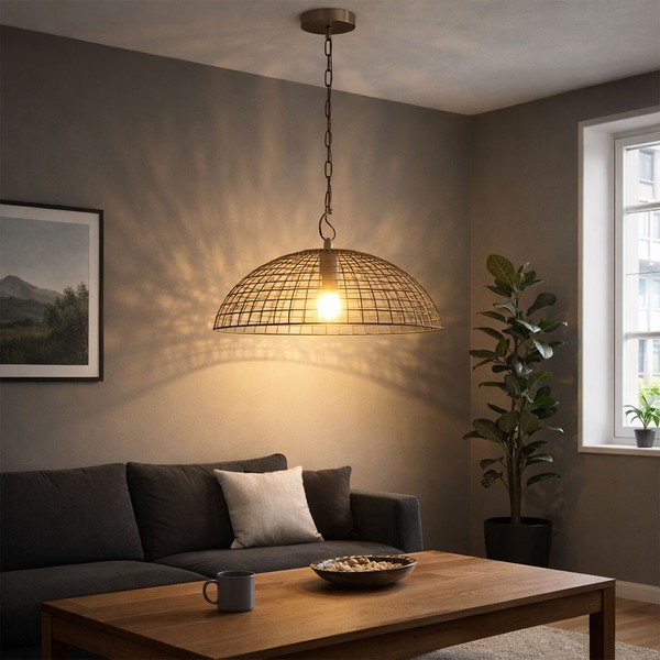 Pendellampe HäNgeleuchte Esstischlampe Industrial Gitter Wohnzimmerlampe H 85 Cm-image