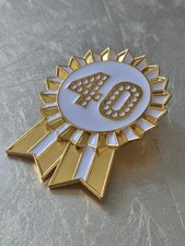 40th Birthday Broach, All Metal Build - Gold/White 5.7x4.5cm