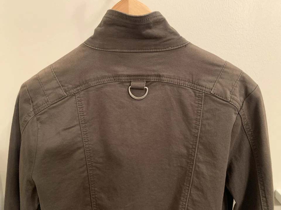 Этиловая винтажная куртка женская маленькая коричневая на молнии пальто-бомбер ребристые манжеты и подол - Изображение 4 из 4