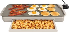 Bella - 10" x 20" Electric Griddle with Warming Tray - Oatmilk