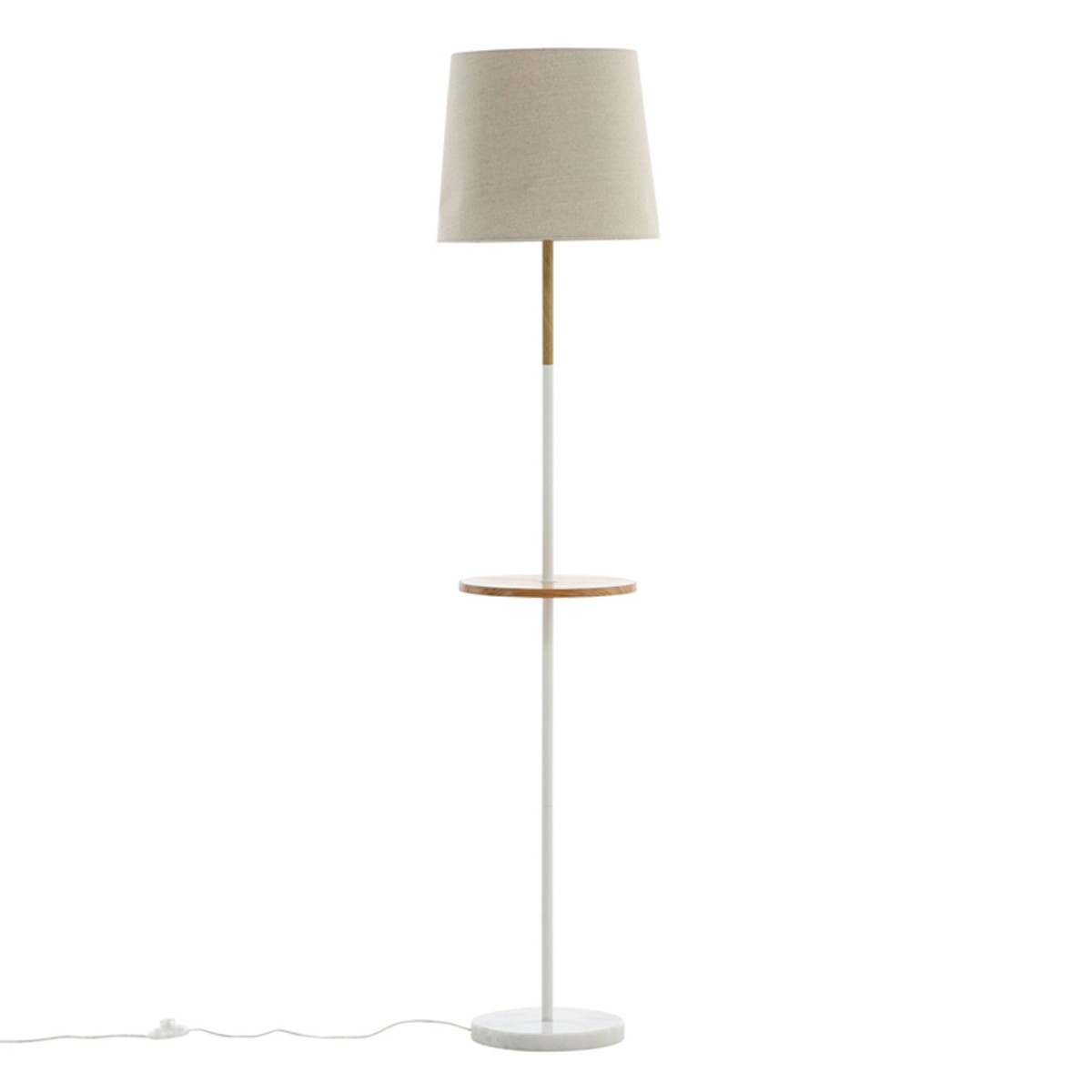 Lampadaire beige avec tablette Hattman 165cm en bois massif