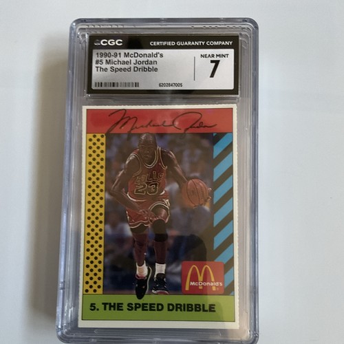 Michael Jordan [The Speed Dribble Pink Back] #5 1990 McDonald's Michael Jordan card