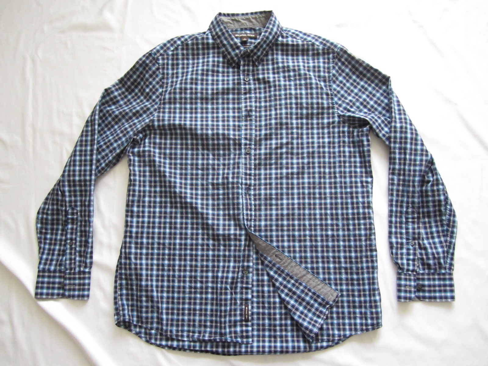 Men Michael Kors Classic Fit Button 100% Cotton Long Sleeve Shirt Sz XL (MT584)