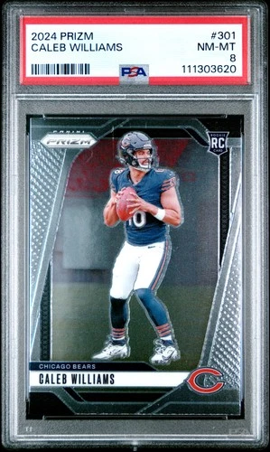 2024 PANINI PRIZM #301 CALEB WILLIAMS ROOKIE RC PSA 8