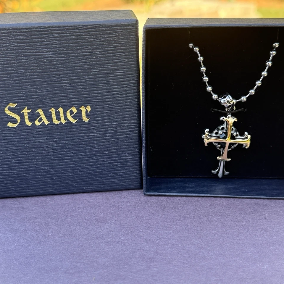 Stauer Onyx Celta Cruz y Cadena Fe Jesucristo NUEVO EN CAJA Foto 3 de 4