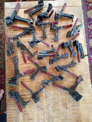 22pc Lot Machine shop Read Head Bench Straight Line Action Clamp like Destaco