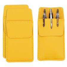 3 Pack Leather Pocket Protector, MultiPurpose Pen Pocket Holds, Yellow