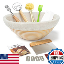 Kootek 9" Round Banneton Bread Proofing Basket Set Sourdough Starter Kit