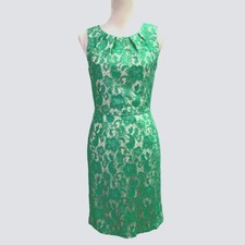 Alex Marie Floral Lace Overlay Shift Dress Size 14 Green Knee Length 