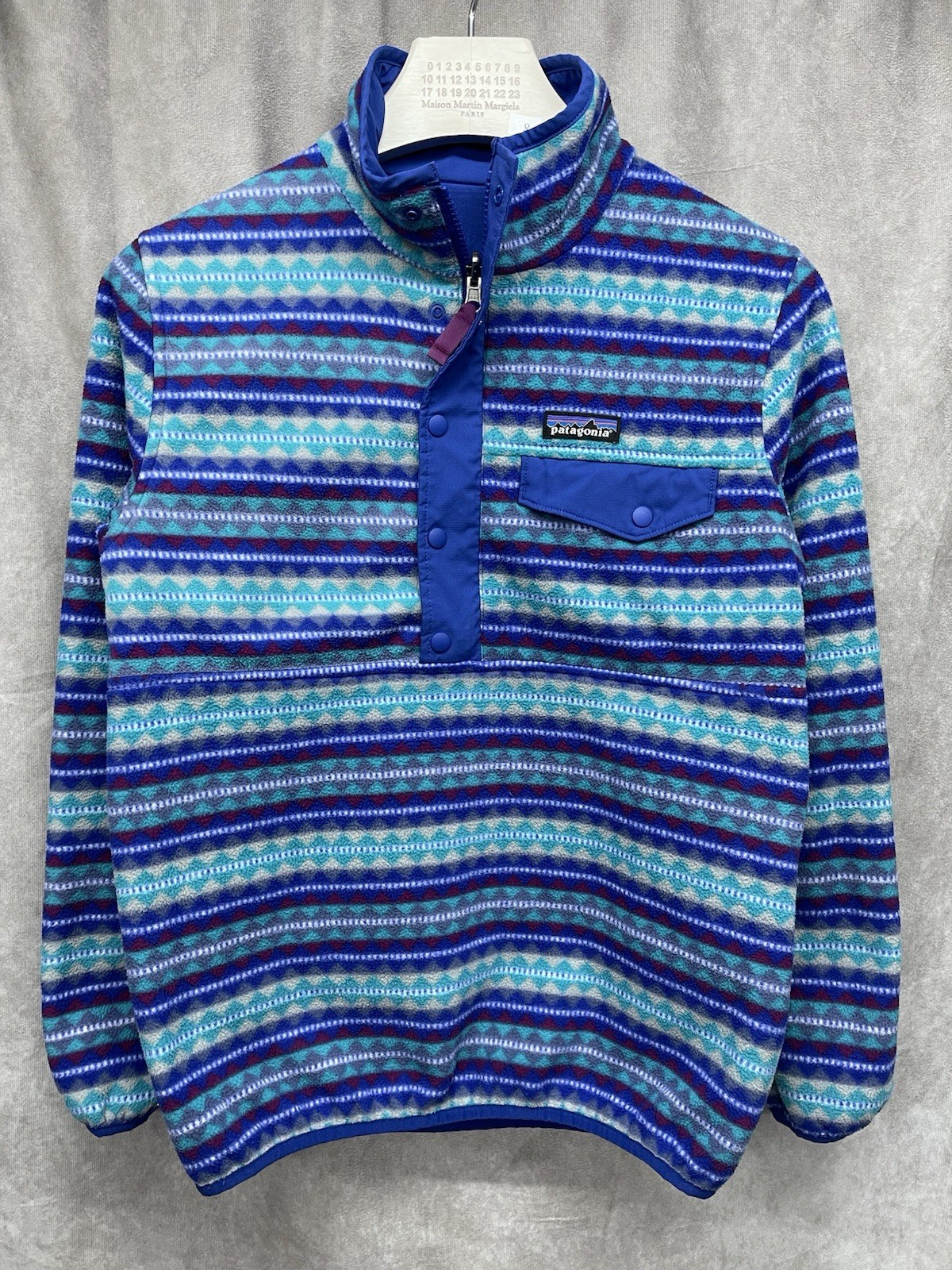 RARE VINTAGE PATAGONIA REVERSIBLE GLISSADE PULLOVER FLEECE BLUE AZTEC SMALL image 5
