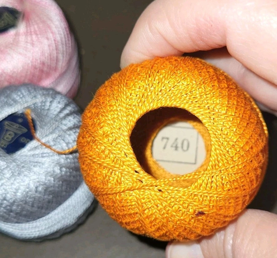 Vtg 9 DMC Pearl Cotton 100YDS Thread Balls Size 8 Assorted Colors Made in France - Image 3 of 4