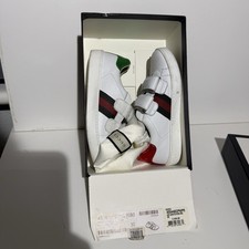 Ace Gucci Leather Sneakers With Web Straps And Double Buckles Size 30 Kids