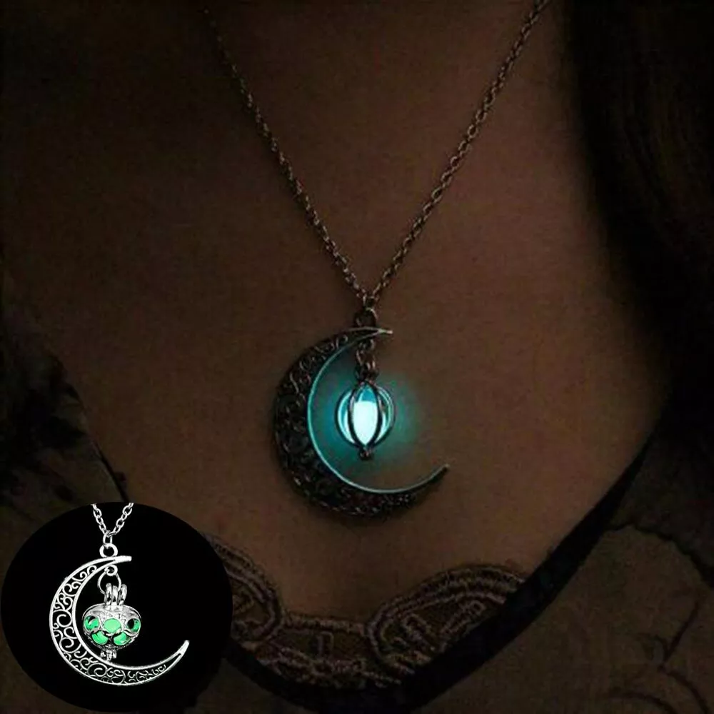 Tren cocodrilo Deshacer Collar de Luna Brillante Plata Piedra Luminosa para Dama Obsequio | eBay
