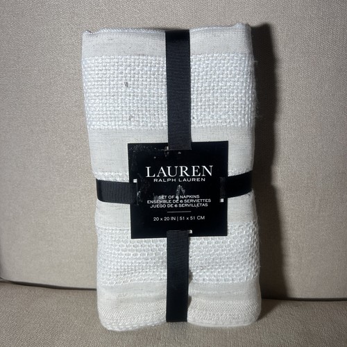 Set 6 tovaglioli Lauren RALPH LAUREN 20x20" crema testurizzata naturale neutro nuovi con etichette - Foto 8 di 8