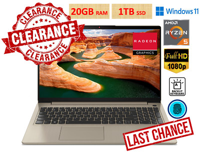 2024 Lenovo IdeaPad Laptop 15.6'' FHD AMD Ryzen 5 (Upto 4GHz)  20GB RAM & 1TB SSD