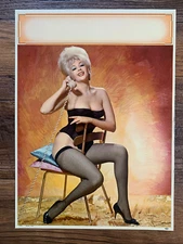 Vintage 1960s Pin Up GGA Calendar Busy Line Fishnets Salesman Sample 12" x 16"