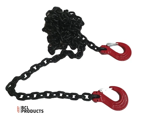 8mm Grade 80 Lashing Chain With Clevis Sling Hook Each End - Choose Length